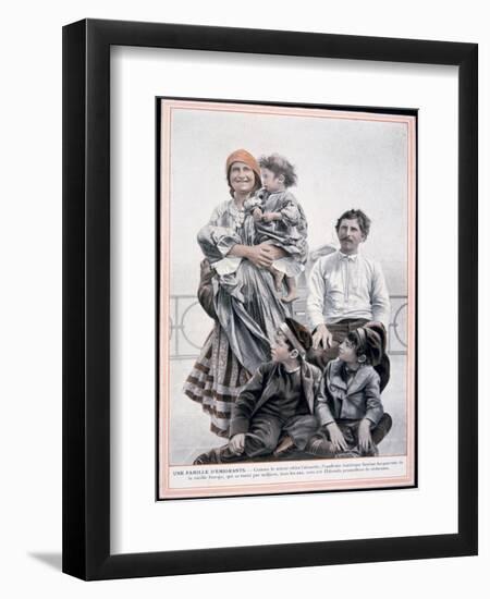 Poster of a European Immigrant Family on Ellis Island, 1910-null-Framed Giclee Print