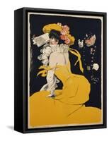 Poster of a Woman in a Yellow Dress by Jules Alexandre Grun-null-Framed Stretched Canvas