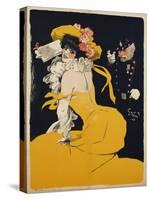 Poster of a Woman in a Yellow Dress by Jules Alexandre Grun-null-Stretched Canvas