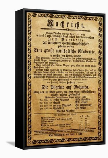 Poster of Great Music Academy for April 3, 1781, with Symphony by Wolfgang Amadeus Mozart-null-Framed Stretched Canvas