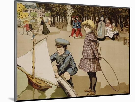 Poster of Kids Sailing Toy Sailboat by Abel Truchet-null-Mounted Giclee Print