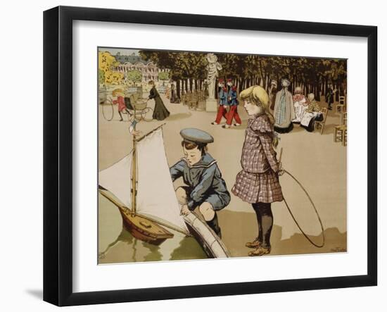 Poster of Kids Sailing Toy Sailboat by Abel Truchet-null-Framed Giclee Print