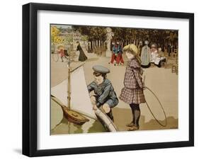 Poster of Kids Sailing Toy Sailboat by Abel Truchet-null-Framed Giclee Print