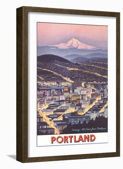 Poster of Mt. Hood over Portland, Oregon-null-Framed Art Print