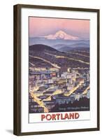 Poster of Mt. Hood over Portland, Oregon-null-Framed Art Print