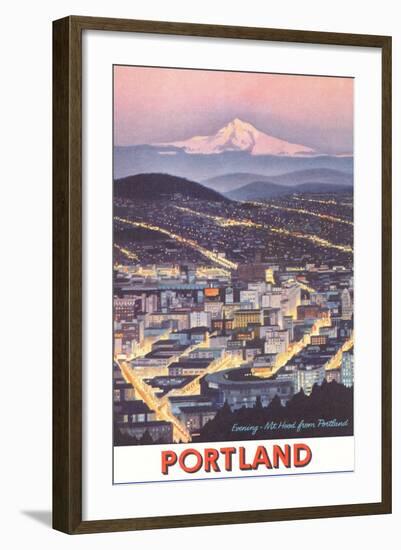 Poster of Mt. Hood over Portland, Oregon-null-Framed Art Print