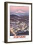 Poster of Mt. Hood over Portland, Oregon-null-Framed Premium Giclee Print