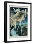 Poster of Russian Biplanes and Zeppelin-null-Framed Giclee Print