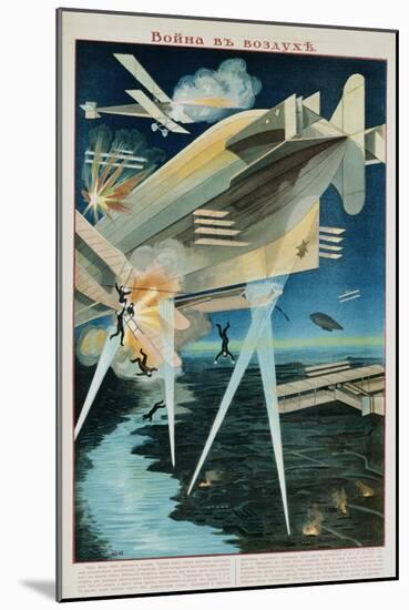 Poster of Russian Biplanes and Zeppelin-null-Mounted Giclee Print