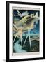 Poster of Russian Biplanes and Zeppelin-null-Framed Giclee Print