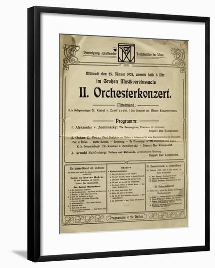 Poster of Society of Friends of Music in Vienna in 1905, with Music by Arnold Schoenberg-null-Framed Giclee Print