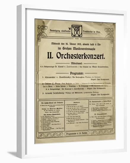 Poster of Society of Friends of Music in Vienna in 1905, with Music by Arnold Schoenberg-null-Framed Giclee Print