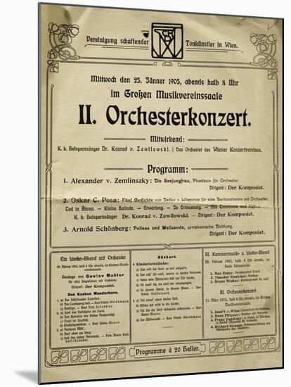 Poster of Society of Friends of Music in Vienna in 1905, with Music by Arnold Schoenberg-null-Mounted Giclee Print