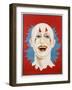 Poster of Stock Clown Head with Red Background-null-Framed Giclee Print