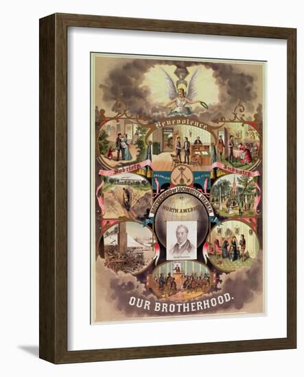 Poster of the 'Brotherhood of Locomotive Firemen of North America', 1885-null-Framed Giclee Print