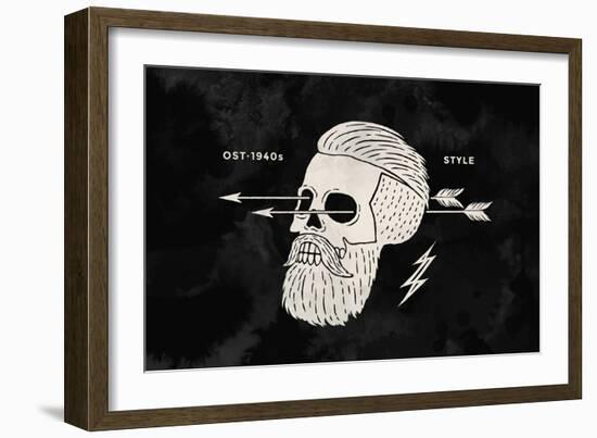 Poster of Vintage Skull Hipster-foxysgraphic-Framed Art Print