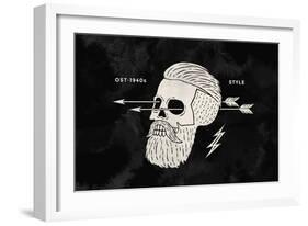 Poster of Vintage Skull Hipster-foxysgraphic-Framed Art Print