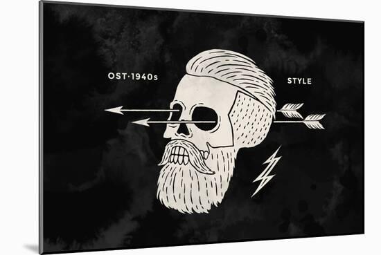 Poster of Vintage Skull Hipster-foxysgraphic-Mounted Art Print