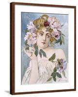 Poster of Young Woman with Flowers in Hair by Gaston-Gerard-null-Framed Giclee Print