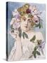 Poster of Young Woman with Flowers in Hair by Gaston-Gerard-null-Stretched Canvas