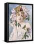 Poster of Young Woman with Flowers in Hair by Gaston-Gerard-null-Framed Stretched Canvas