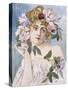 Poster of Young Woman with Flowers in Hair by Gaston-Gerard-null-Stretched Canvas