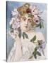 Poster of Young Woman with Flowers in Hair by Gaston-Gerard-null-Stretched Canvas