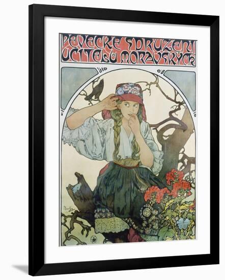 Poster 'Pévecké Sdruzeni Ucitelu Moravskych' (The Moravian Teachers' Choir), 1911-Alphonse Mucha-Framed Giclee Print