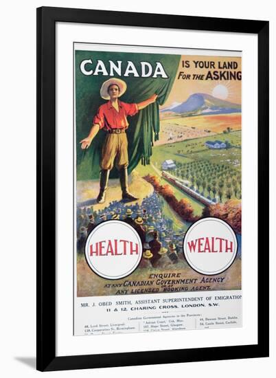 Poster Promoting Emigration to Canada, 1914-null-Framed Giclee Print
