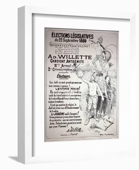 Poster Promoting the Election of the Artist in the Legislative Elections of September 1889-Adolphe Leon Willette-Framed Giclee Print