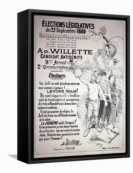 Poster Promoting the Election of the Artist in the Legislative Elections of September 1889-Adolphe Leon Willette-Framed Stretched Canvas