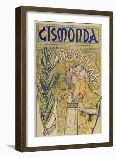 Poster: Sarah Bernhardt as Gismonda at the Theatre De La Renaissance (Upper Part), 1895-Alphonse Mucha-Framed Giclee Print