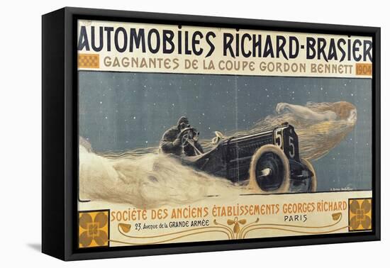 Poster Showing Automobiles Richard-Brasier Winning the Gordon Bennett Cup, 1904-Henri Jules Ferdinand Bellery-defonaines-Framed Stretched Canvas