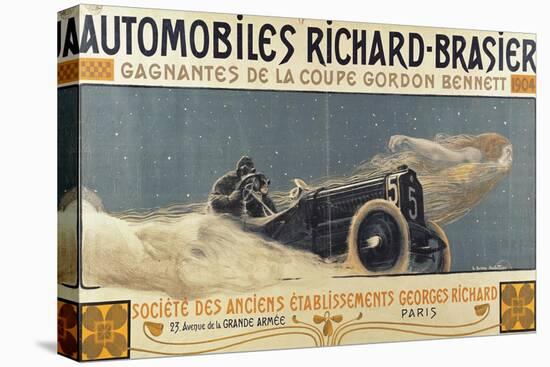 Poster Showing Automobiles Richard-Brasier Winning the Gordon Bennett Cup, 1904-Henri Jules Ferdinand Bellery-defonaines-Stretched Canvas