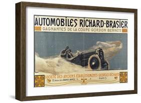 Poster Showing Automobiles Richard-Brasier Winning the Gordon Bennett Cup, 1904-Henri Jules Ferdinand Bellery-defonaines-Framed Giclee Print