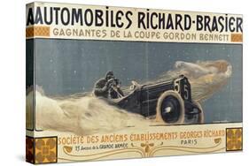 Poster Showing Automobiles Richard-Brasier Winning the Gordon Bennett Cup, 1904-Henri Jules Ferdinand Bellery-defonaines-Stretched Canvas