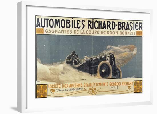 Poster Showing Automobiles Richard-Brasier Winning the Gordon Bennett Cup, 1904-Henri Jules Ferdinand Bellery-defonaines-Framed Giclee Print