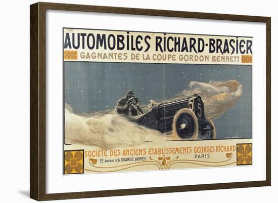 Poster Showing Automobiles Richard-Brasier Winning the Gordon Bennett Cup, 1904-Henri Jules Ferdinand Bellery-defonaines-Framed Giclee Print