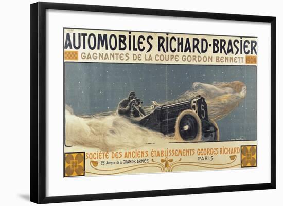 Poster Showing Automobiles Richard-Brasier Winning the Gordon Bennett Cup, 1904-Henri Jules Ferdinand Bellery-defonaines-Framed Giclee Print