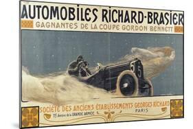 Poster Showing Automobiles Richard-Brasier Winning the Gordon Bennett Cup, 1904-Henri Jules Ferdinand Bellery-defonaines-Mounted Giclee Print