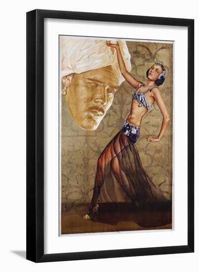 Poster with a Belly Dancer and a Man in a Turban-null-Framed Giclee Print