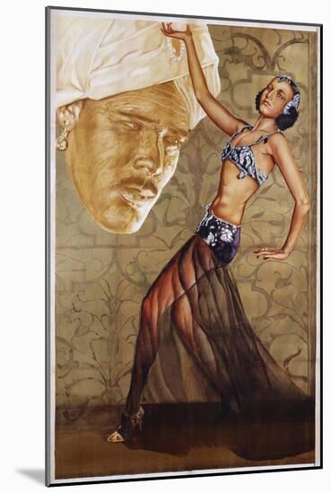 Poster with a Belly Dancer and a Man in a Turban-null-Mounted Giclee Print