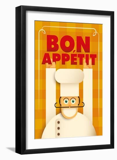 Poster with a Comic Chef. Vector Illustration.-Radoman Durkovic-Framed Art Print