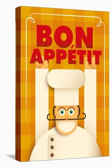 Poster with a Comic Chef. Vector Illustration.-Radoman Durkovic-Stretched Canvas