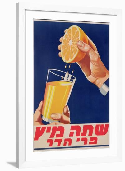 Poster with a Glass of Orange Juice, C.1947 (Colour Litho)-Israeli-Framed Giclee Print