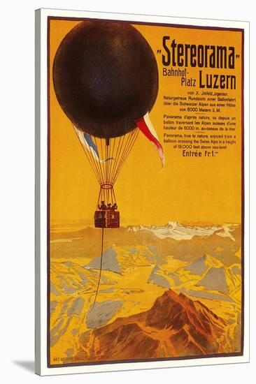 Poster with Balloon over the Alps-null-Stretched Canvas