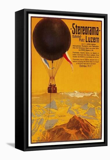 Poster with Balloon over the Alps-null-Framed Stretched Canvas