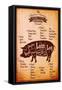 Poster with Detailed Diagram Cutting Pork-111chemodan111-Framed Stretched Canvas