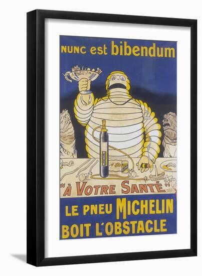 Poster with Mr Bibendum Advertising Michelin Tyres-null-Framed Giclee Print