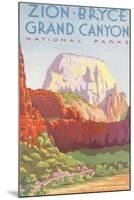 Poster, Zion, Bryce, Grand Canyon, National Parks-null-Mounted Art Print